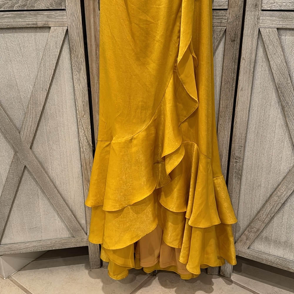 Lulu's Yellow High-Low Ruffle Wrap Maxi Dress - Picture 6 of 12